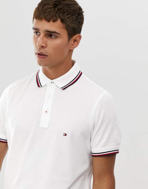 Sonderangebotsprodukte Tommy Hilfiger tipped | pique with slim flag in logo polo ASOS white fit