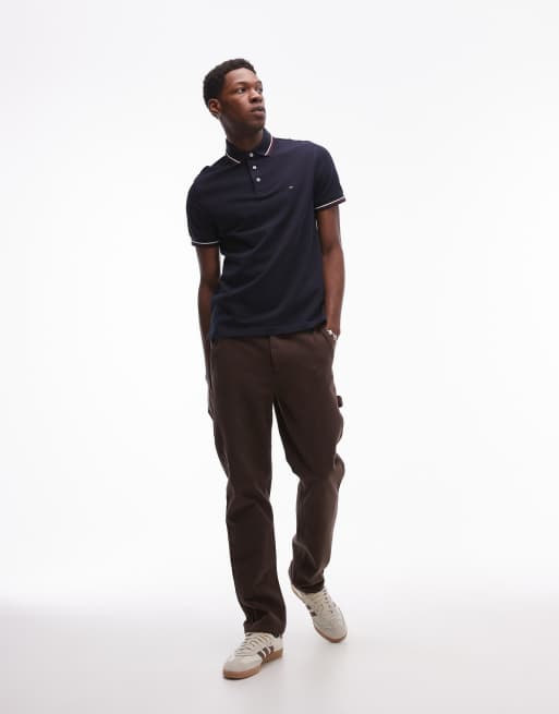 Tommy Hilfiger tipped slim fit polo shirt in navy, 4 of 4