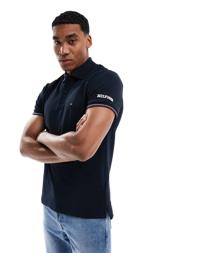 Tommy Hilfiger - tipped slim polo shirt in navy