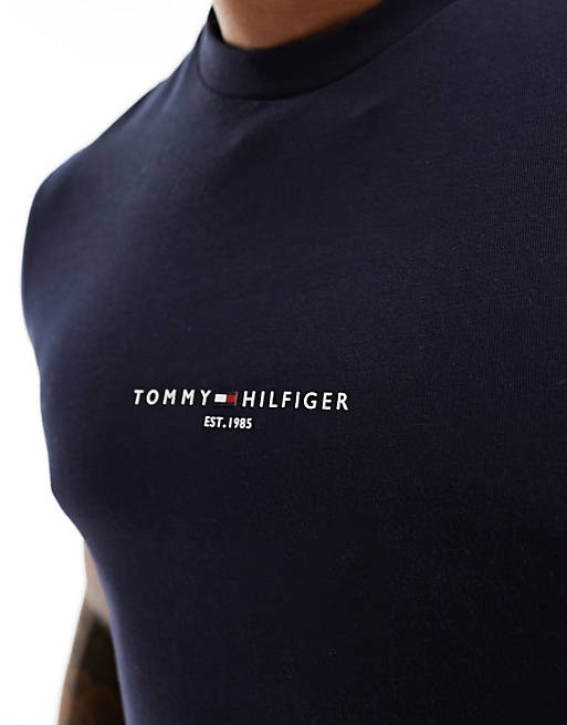 Tommy Hilfiger tommy logo tipped t-shirt in desert sky | ASOS