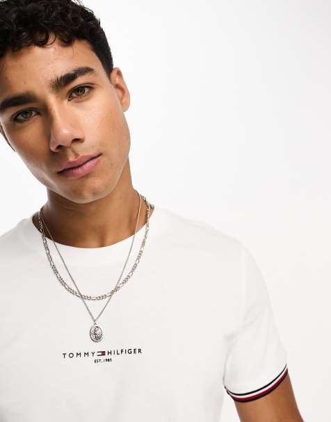 Tommy Hilfiger tommy logo tipped t-shirt in white - view 1