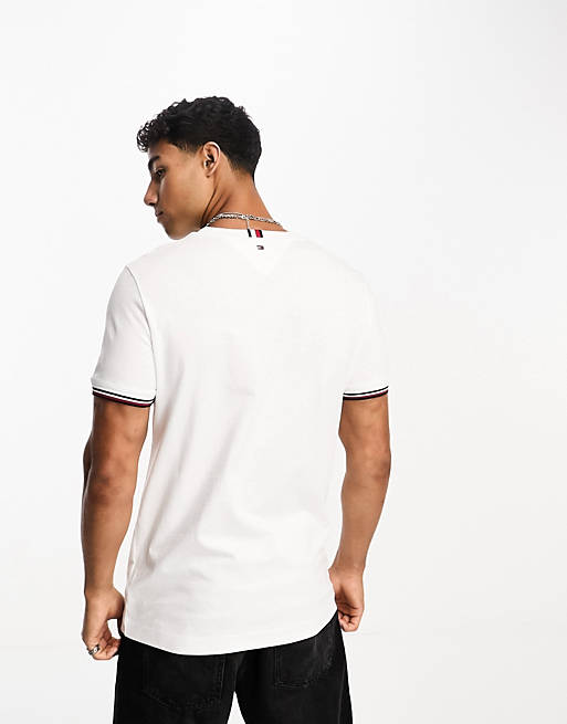 Tommy Hilfiger tommy logo tipped t-shirt in white | ASOS