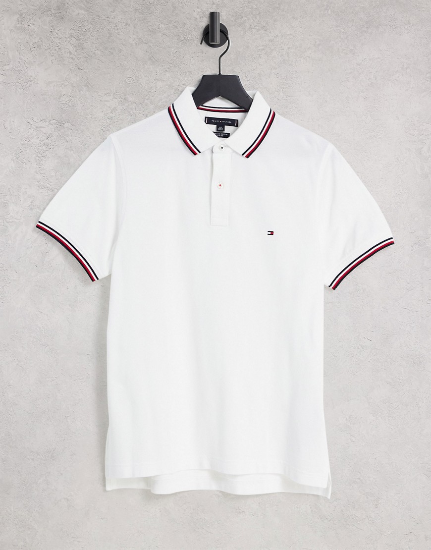 Tommy Hilfiger tommy tipped slim polo shirt-White
