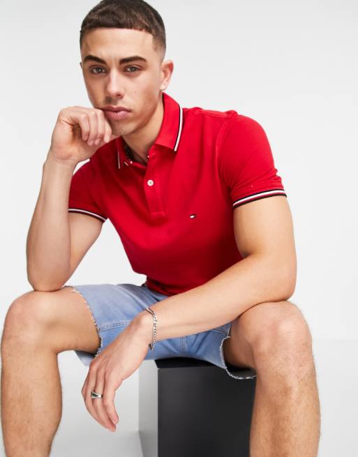 Tommy tipped slim outlet polo