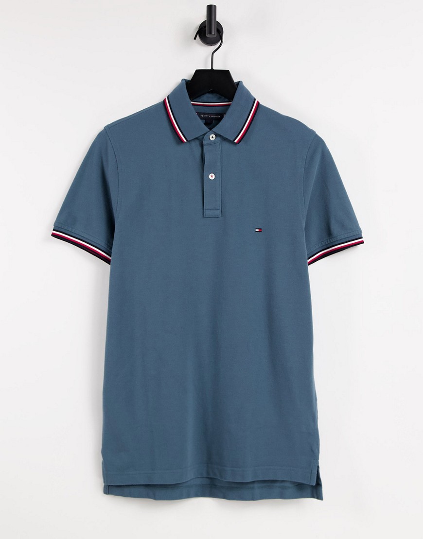 Tommy Hilfiger tommy tipped slim polo shirt-Grey