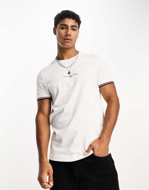 Tommy Hilfiger – Tommy – Vit t-shirt med kantrand och logga, 2 av 4