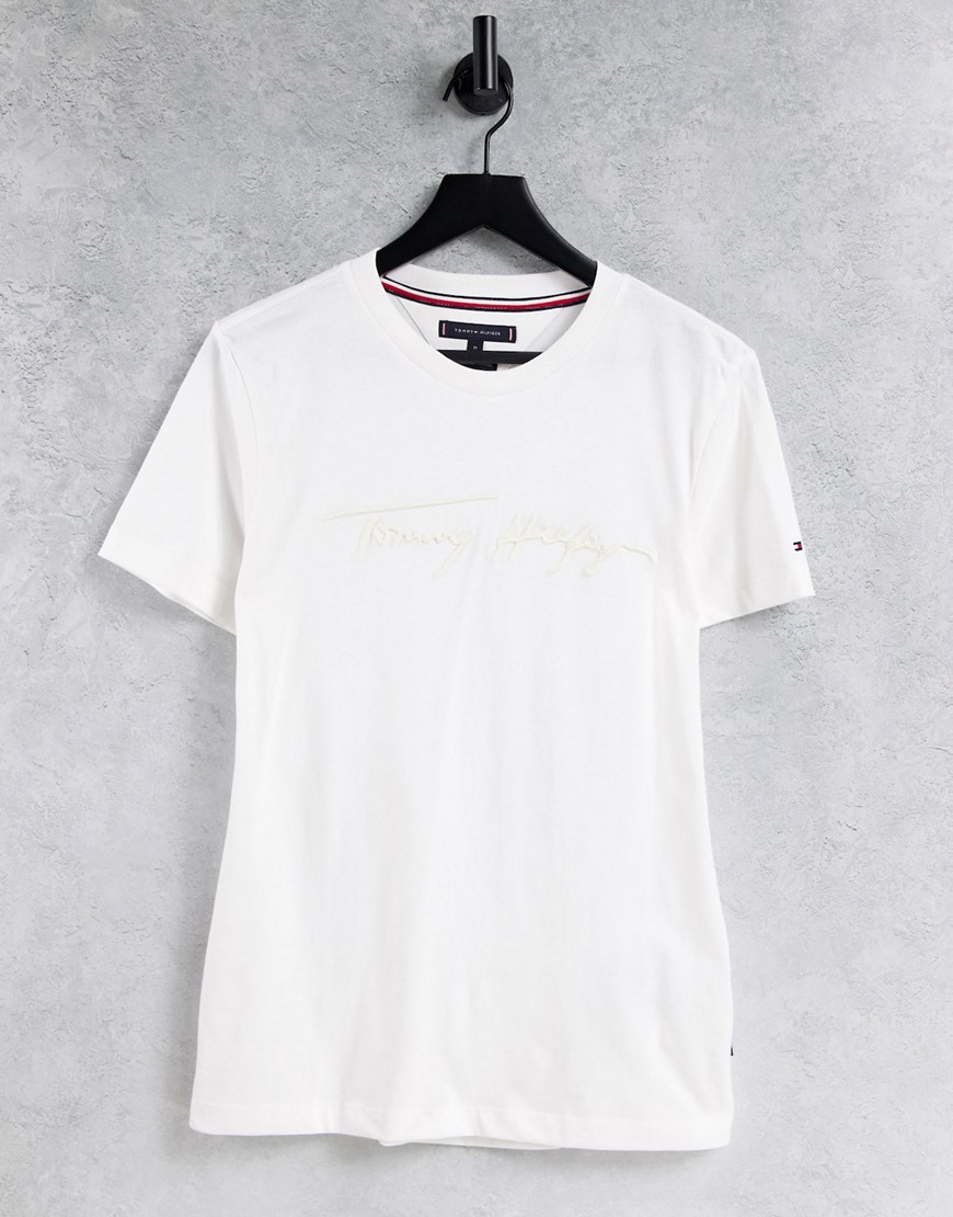 Tommy Hilfiger tonal signature logo t-shirt in white