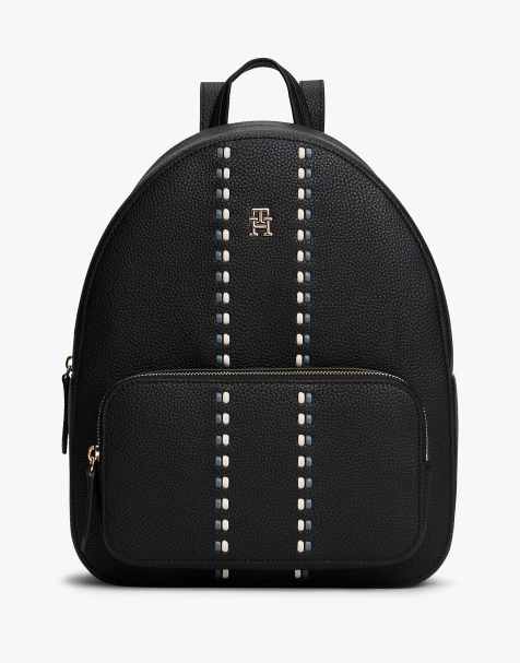 Tommy Hilfiger Tonal signature tape backpack in black - view 1