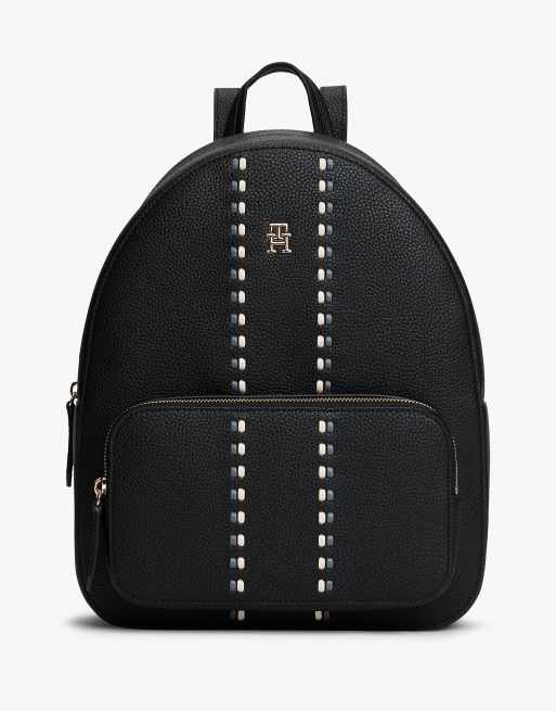 Tommy Hilfiger Tonal signature tape backpack in black