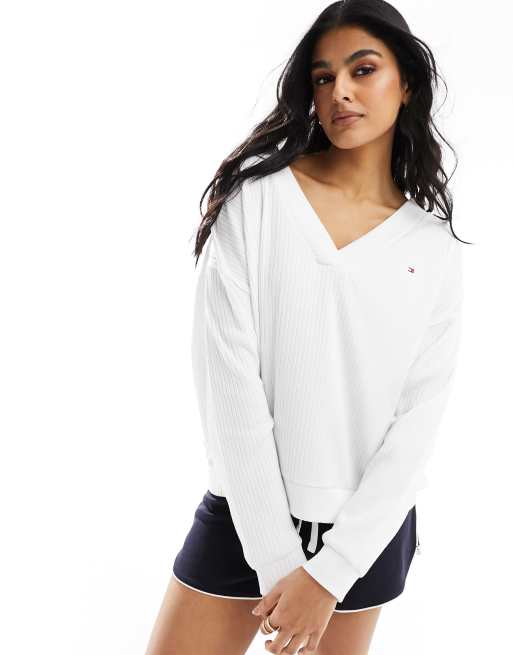 Tommy Hilfiger - Top confort à col V - Blanc