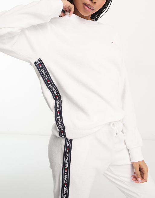 Tommy Hilfiger towelling lounge sweatshirt in white