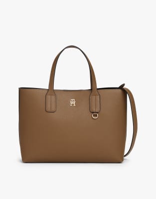 Tommy Hilfiger - Tragetasche in Hellbraun mit Hilfiger-Logo und „TH"-Monogramm-Brown