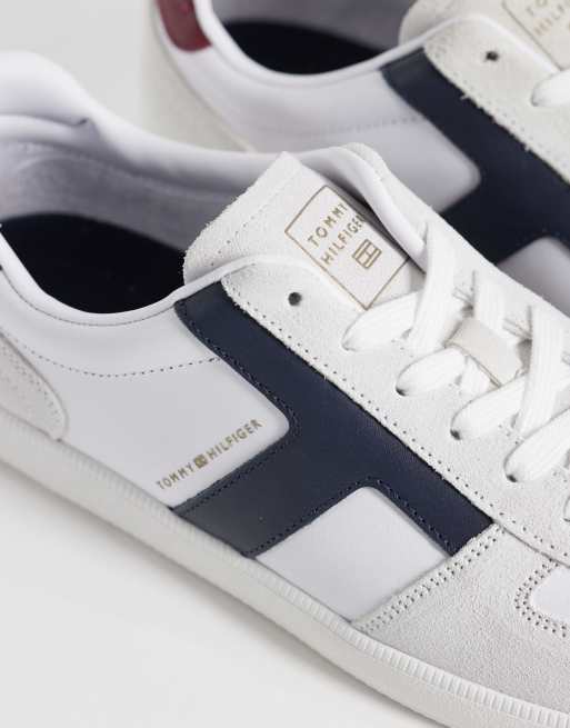 Tommy Hilfiger Tribeca real premium leather trainers in white, 3 of 5