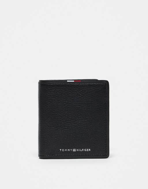Tommy Hilfiger trifold logo leather wallet in black - BLACK