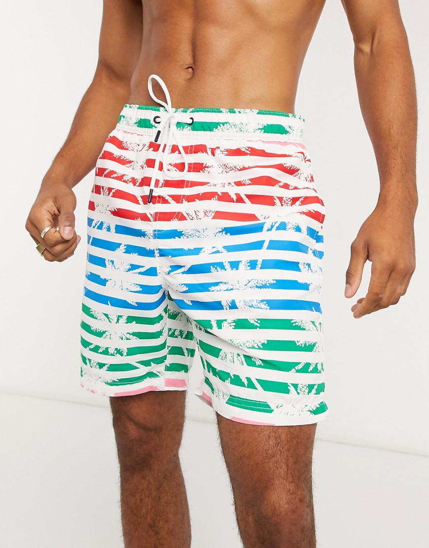 Tommy Hilfiger Tropical Stripe Swimshorts In White