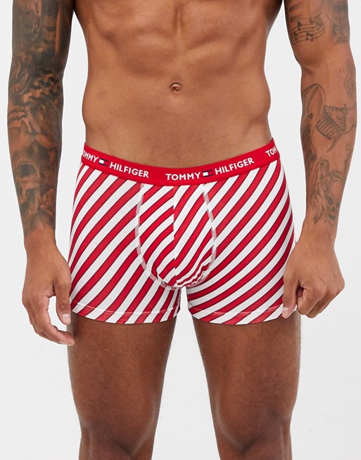 Tommy Hilfiger trunk in red with candy cane stripe and authentic logo waistband