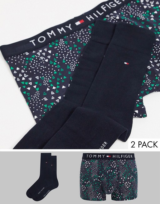 Tommy Hilfiger trunks and socks set in navy with logo