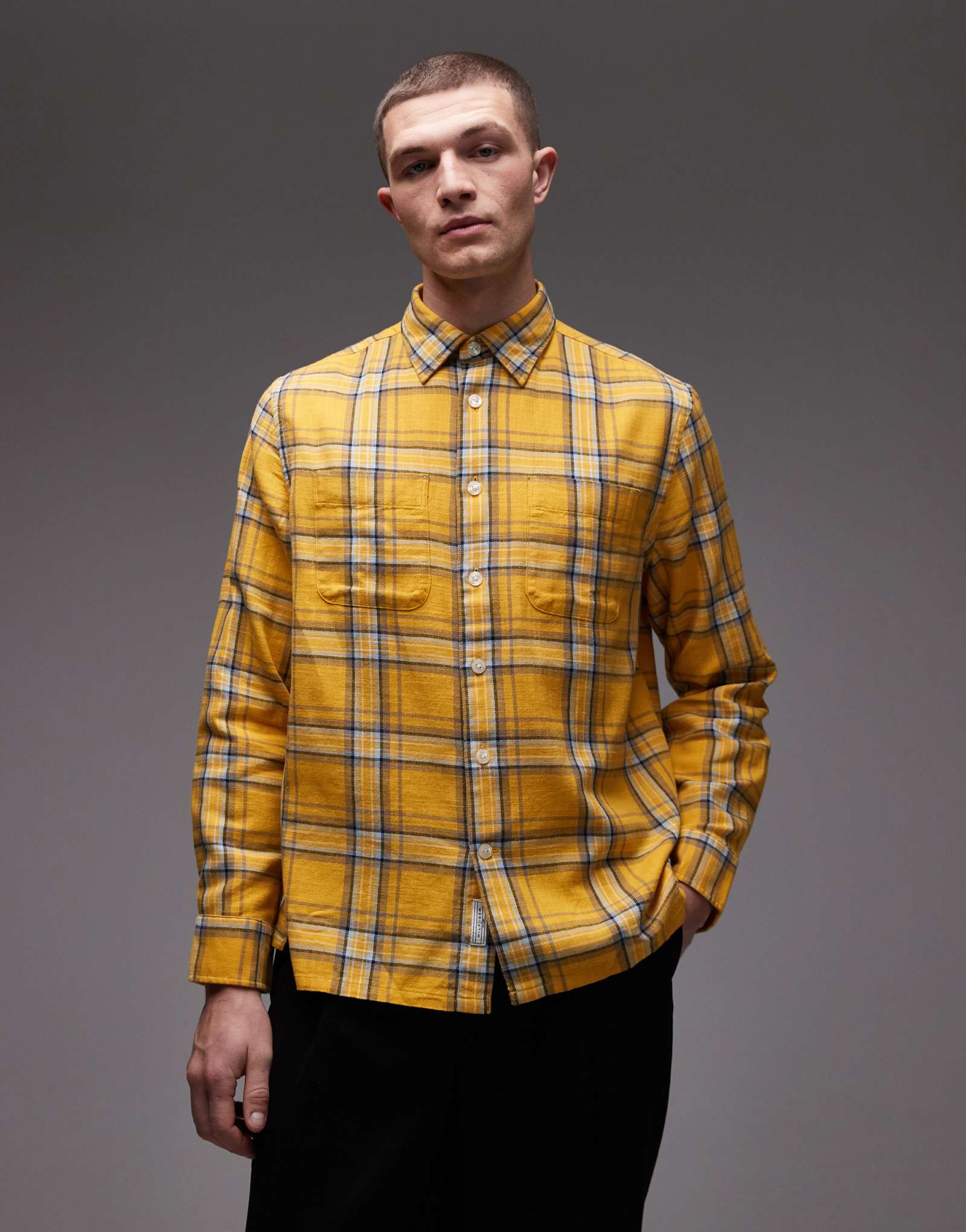 Свободная рубашка с длинным рукавом в саржевую клетку от Tommy Hilfiger желтого цвета