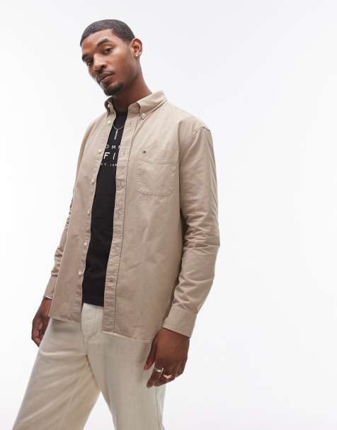 Tommy Hilfiger twill solid shirt in beige - view 1
