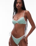 [Tommy Hilfiger] Tommy Hilfiger underwire bikini top in green and white stripe 38B Seersucker Green/ White