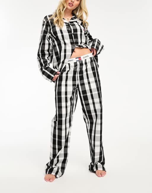 Tommy Hilfiger Unisex pajama set in black plaid ASOS