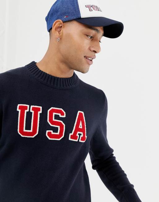 tusind aflevere landmænd Tommy Hilfiger USA graphic knitted sweater | ASOS