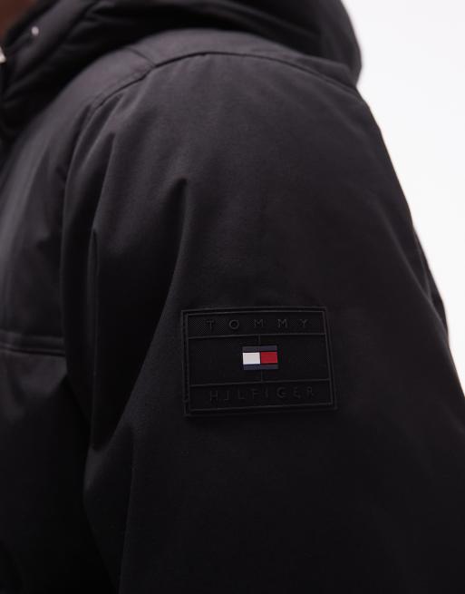 Tommy Hilfiger utility padded coat with hood in black ASOS