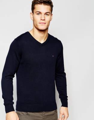 tommy hilfiger v neck jumper mens