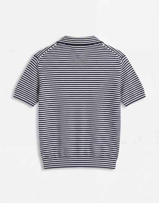 Tommy Hilfiger v-neck stripe collared sweater top in white, 7 of 9