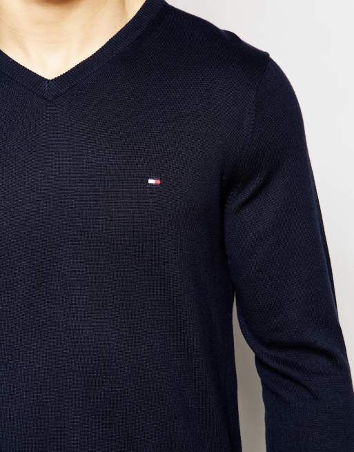 Tommy hilfiger navy v neck jumper new arrivals