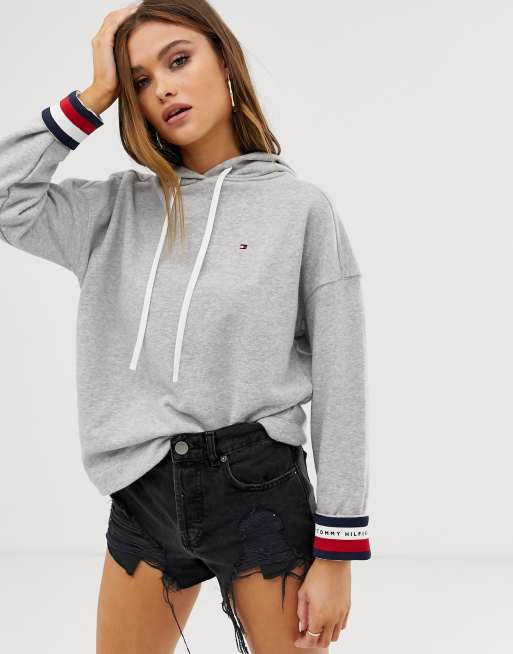 Tommy Hilfiger - Valina - Felpa con cappuccio e polsini a righe