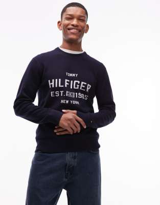 Tommy Hilfiger Tommy Hilfiger varsity logo jumper in navy