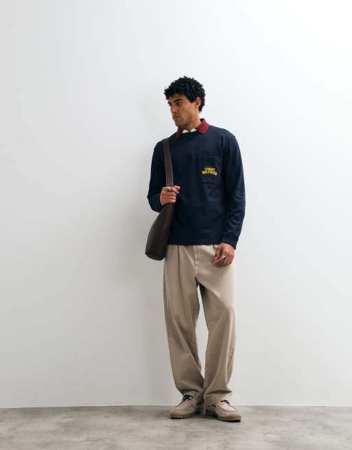 Tommy Hilfiger varsity logo long sleeve boxy t-shirt in navy, 2 of 5