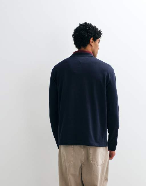 Tommy Hilfiger varsity logo long sleeve boxy t-shirt in navy, 5 of 5