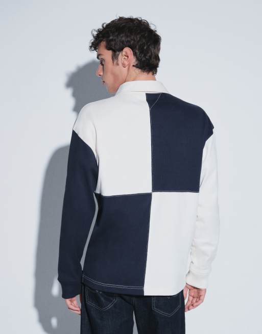 Tommy Hilfiger varsity logo rutmönstrad rugbytröja i cream, 5 av 9