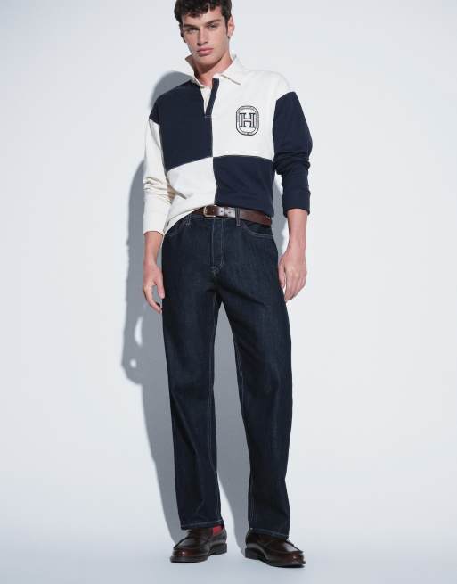 Tommy Hilfiger varsity logo ternet rugby-skjorte i creme, 4 af 9