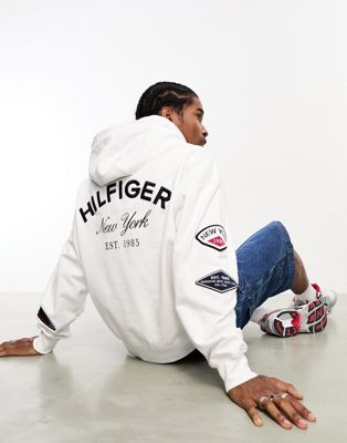 Tommy Hilfiger varsity style hoodie in white