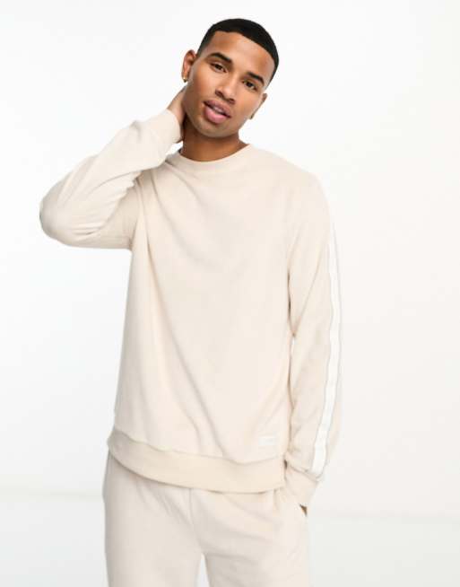 Tommy Hilfiger velour logo sweatshirt in beige ASOS