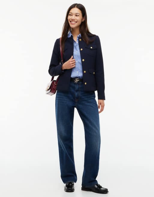 Tommy Hilfiger veste slim sans col à boutons finition dorée bleu foncé, 2 de 7