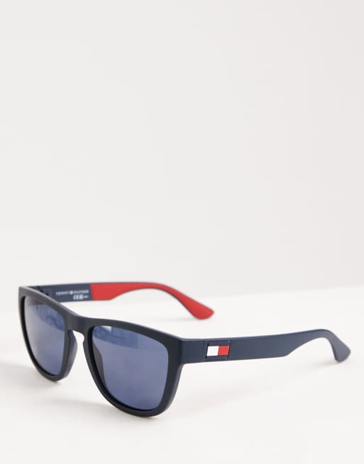 Tommy Hilfiger - Vierkante zonnebril in blauw / rood, 2 van 3