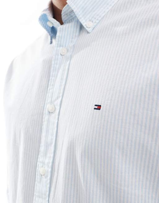 Tommy Hilfiger – Vit och ljusblå, randig skjorta i regular fit, 2 av 4