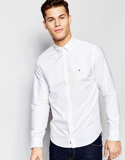 Tommy Hilfiger – Vit oxfordskjorta med normal passform