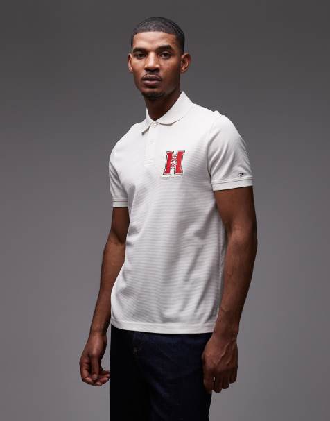 Tommy Hilfiger – Vit pikétröja med broderad logga - view 1