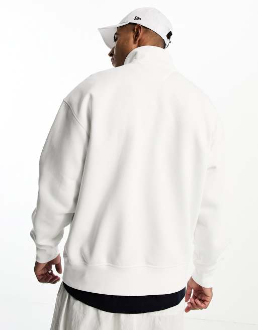 Tommy Hilfiger – Vit sweatshirt med ståkrage, 1/4-lång dragkedja och broderad logg, 3 av 4