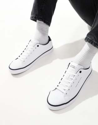 vulcanized leather sneakers in white