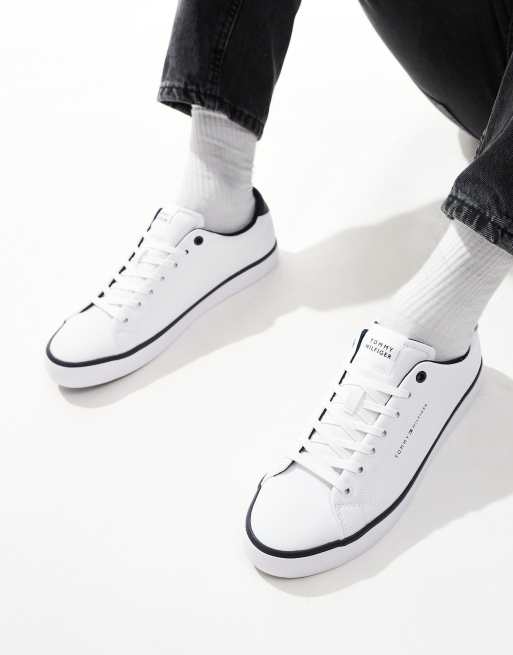 Tommy Hilfiger vulcanized leather sneakers in white