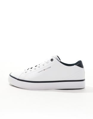 Tommy Hilfiger Vulcanized Leather Sneakers In White