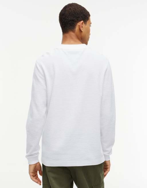 Tommy Hilfiger Waffle knit long sleeve t-shirt in white, 5 of 7
