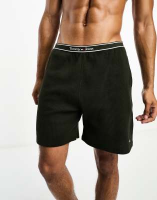 Tommy Hilfiger Waffle Logo Shorts In Khaki-green In Green