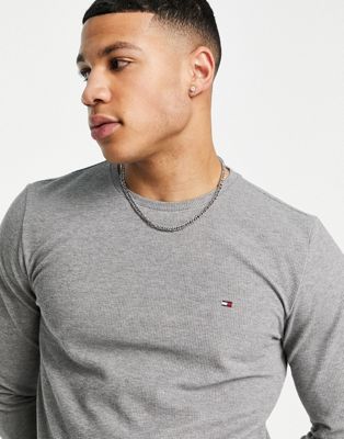 Tommy Hilfiger waffle long sleeve t-shirt in grey